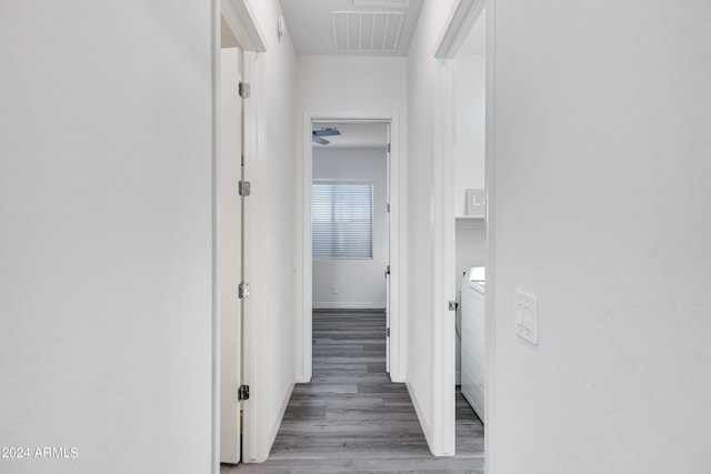 hall featuring wood-type flooring