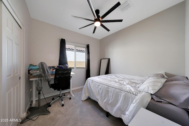 12731 W Myrtle Ave, Glendale, AZ 85307 - bedroom with carpet floors, a closet, a desk, and a ceiling fan