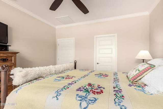 5754 N Aztec Dr, Eloy, AZ 85131 - bedroom with ornamental molding and ceiling fan