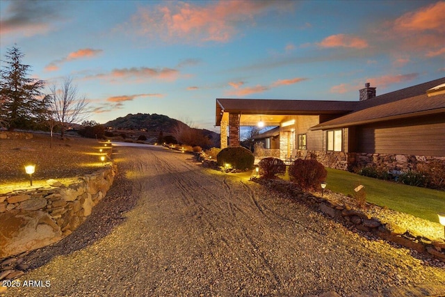 exterior space with a mountain view