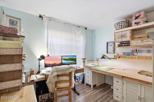 office area with light wood-type flooring