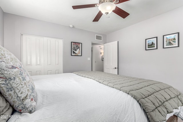 3420 N Kachina Ln, Scottsdale, AZ 85251 - bedroom with a closet and a ceiling fan