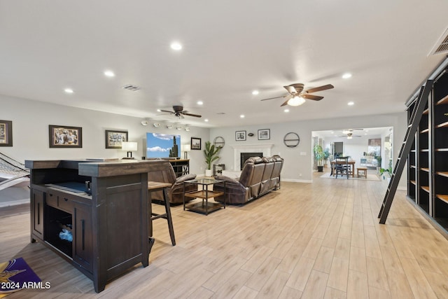 living room with light wood-type flooring