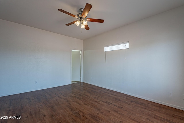 14244 N 132nd Ln, Surprise, AZ 85379 - empty room featuring ceiling fan, baseboards, and dark wood-style floors