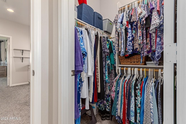 spacious closet with carpet floors