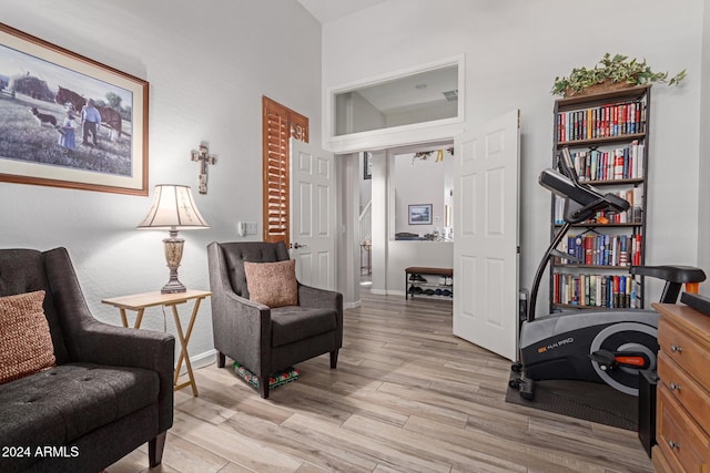 sitting room with light wood-type flooring