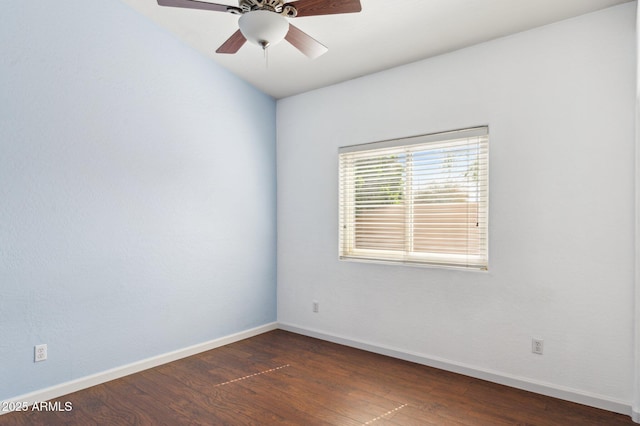 5010 W Ivanhoe St, Chandler, AZ 85226 - empty room with dark wood finished floors, baseboards, and a ceiling fan