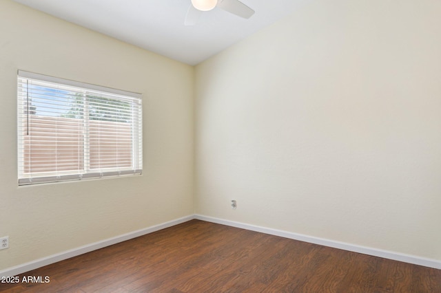 5010 W Ivanhoe St, Chandler, AZ 85226 - unfurnished room featuring dark wood-type flooring, baseboards, and a ceiling fan