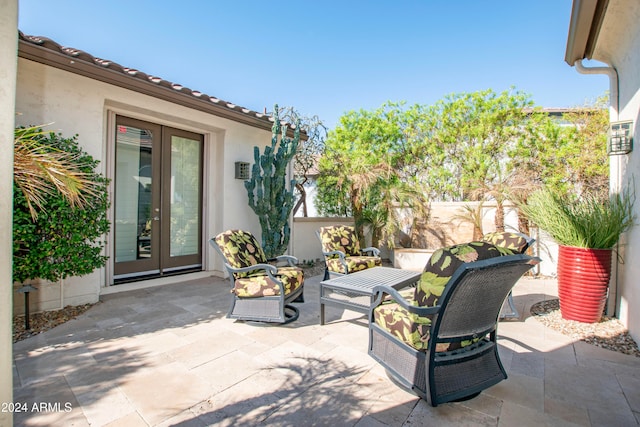 view of patio / terrace featuring french doors