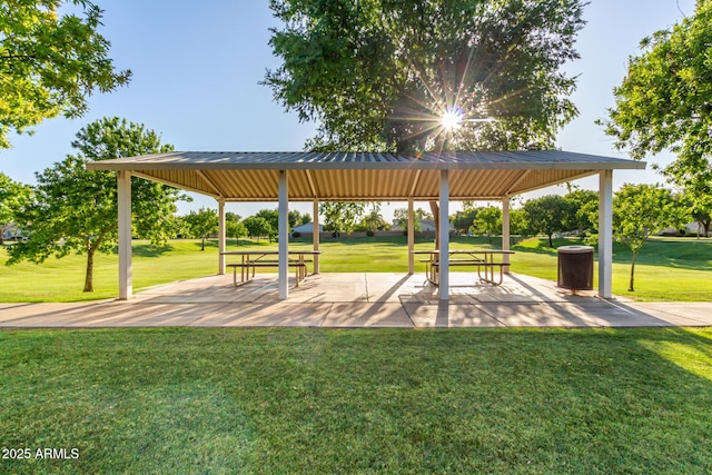 view of home's community featuring a gazebo and a yard