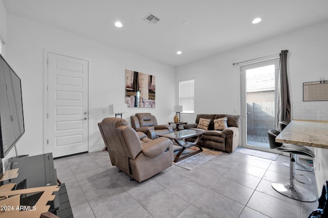 view of tiled living room