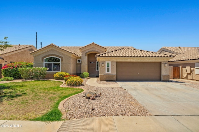 7911 E Posada Ave, Mesa, AZ 85212 - view of front of property with a garage, stucco siding, concrete driveway, and a tiled roof