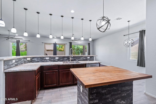7911 E Posada Ave, Mesa, AZ 85212 - kitchen with a large island, ceiling fan, plenty of natural light, and recessed lighting