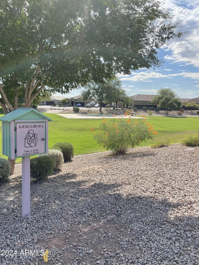 view of property's community with a yard