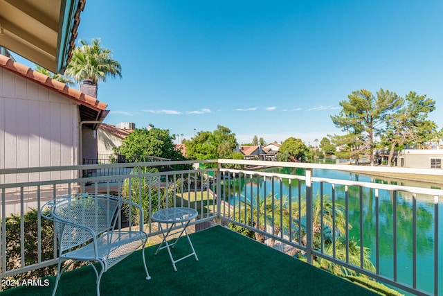 balcony with a water view