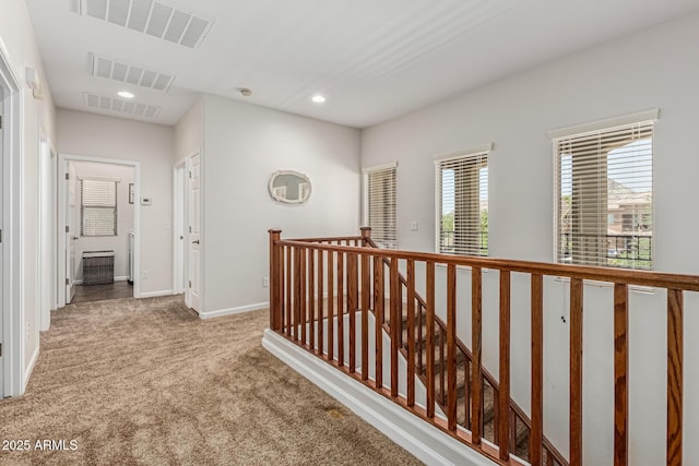 5437 W Red Bird Rd, Phoenix, AZ 85083 - hall with an upstairs landing, carpet floors, and recessed lighting