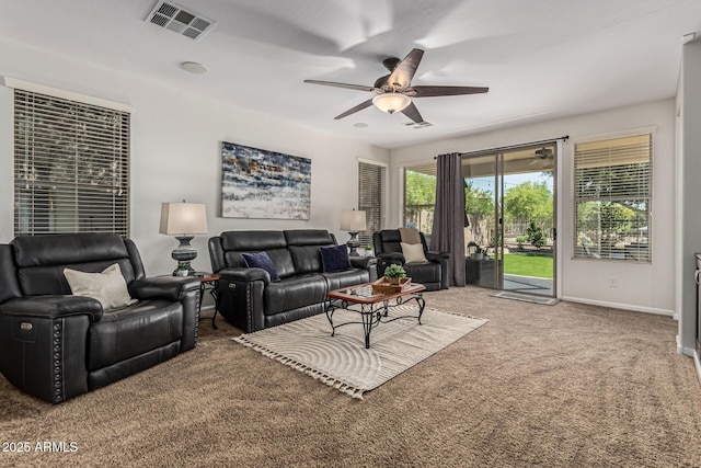 5437 W Red Bird Rd, Phoenix, AZ 85083 - carpeted living room with ceiling fan and baseboards