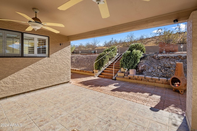 1017 E Grandview Rd, Phoenix, AZ 85022 - view of patio / terrace with ceiling fan and stairs