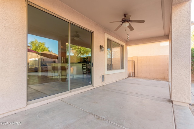 view of patio / terrace with ceiling fan