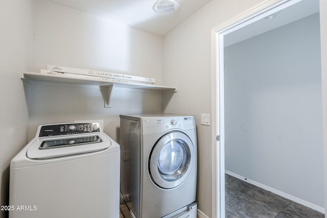 laundry area featuring washing machine and clothes dryer