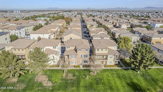 bird's eye view with a mountain view