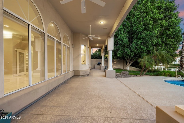 1507 E Treasure Cove Dr, Gilbert, AZ 85234 - view of patio with a ceiling fan and an outdoor pool