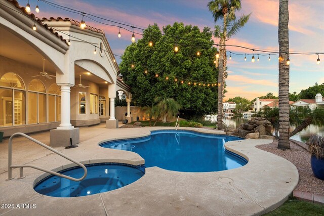 1507 E Treasure Cove Dr, Gilbert, AZ 85234 - view of pool featuring a pool with connected hot tub and a patio area