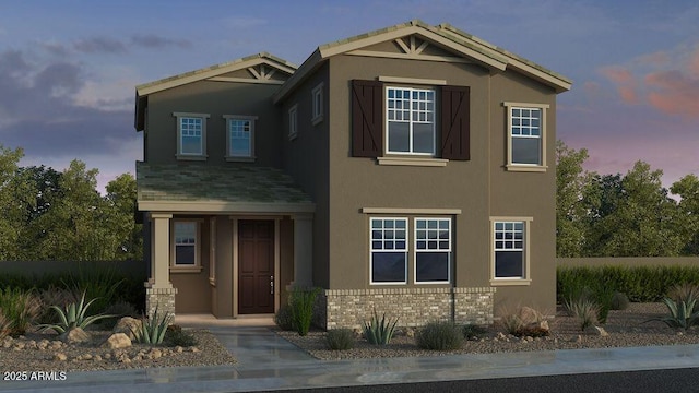 view of front of home with stucco siding