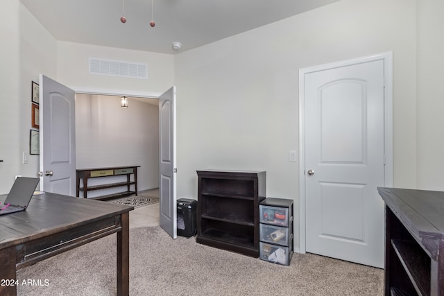 view of carpeted home office