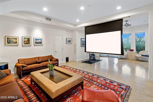 view of tiled cinema room