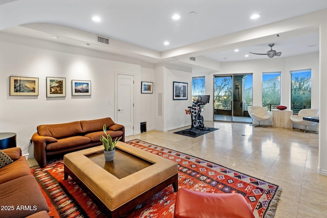 view of tiled living room