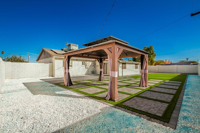 view of yard with a gazebo and a patio area