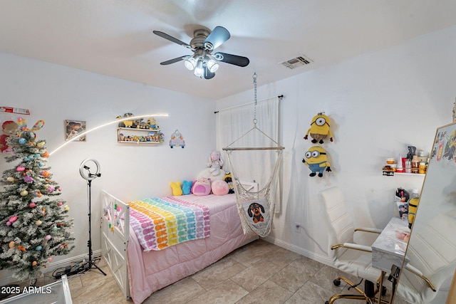 13547 W Peck Dr, Litchfield Park, AZ 85340 - bedroom with ceiling fan, visible vents, and baseboards