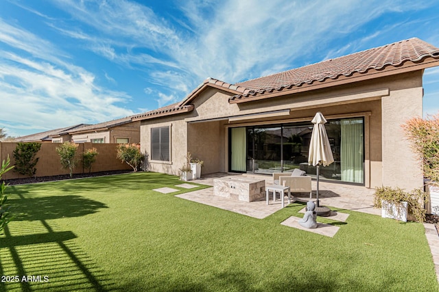 2065 N Red Clf, Mesa, AZ 85207 - rear view of house with stucco siding, a patio, and a tile roof