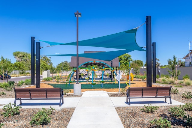 view of community featuring playground community