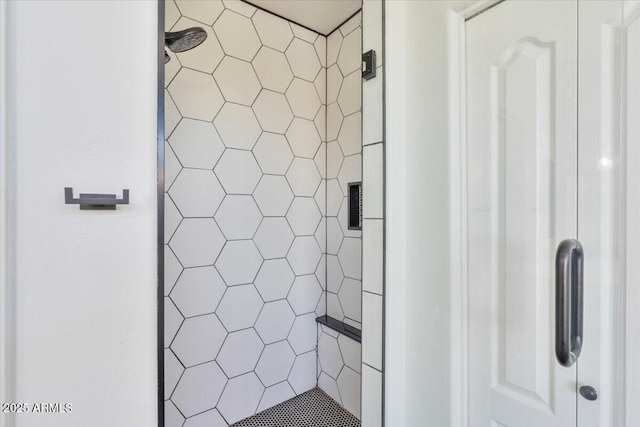 bathroom with a stall shower