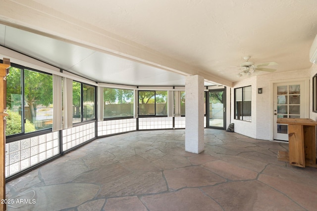 1338 E Greenway Cir, Mesa, AZ 85203 - unfurnished sunroom with ceiling fan, plenty of natural light, and lofted ceiling