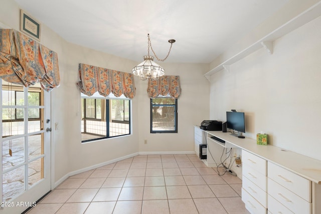 1338 E Greenway Cir, Mesa, AZ 85203 - office space with a chandelier and light tile patterned floors