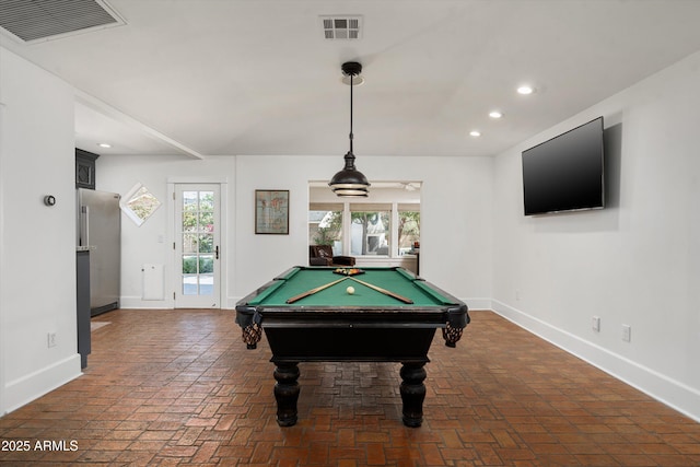 5112 N 41st St, Phoenix, AZ 85018 - rec room with baseboards, recessed lighting, billiards table, and brick flooring