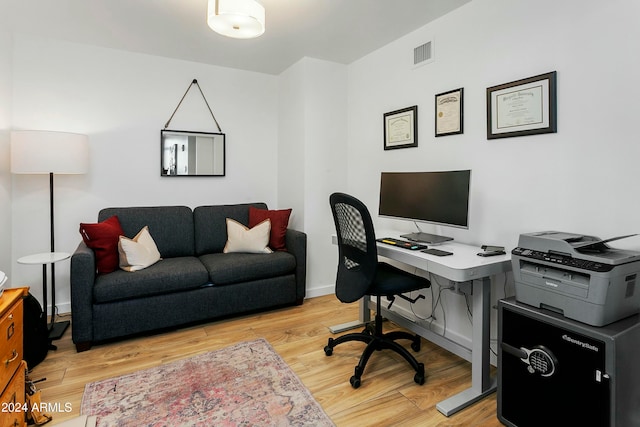 office featuring light hardwood / wood-style flooring