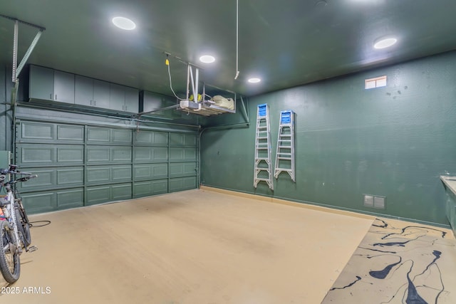 garage with recessed lighting