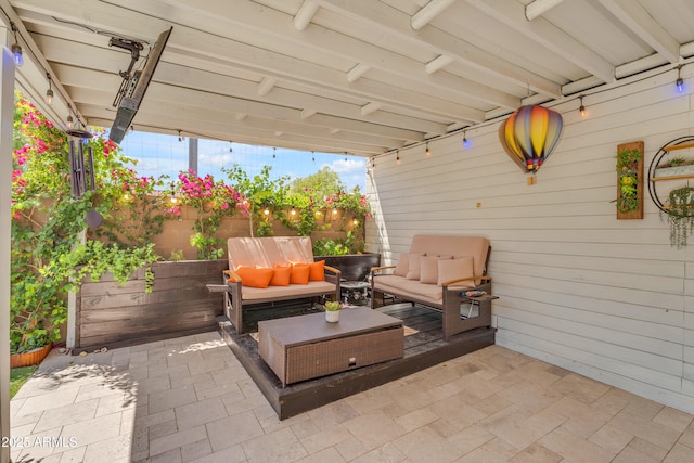 view of patio / terrace featuring an outdoor living space