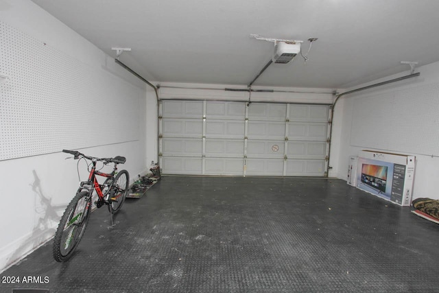 garage with a garage door opener