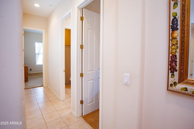 7413 E Russet Sky Dr, Scottsdale, AZ 85266 - hallway with light tile patterned floors, baseboards, and recessed lighting