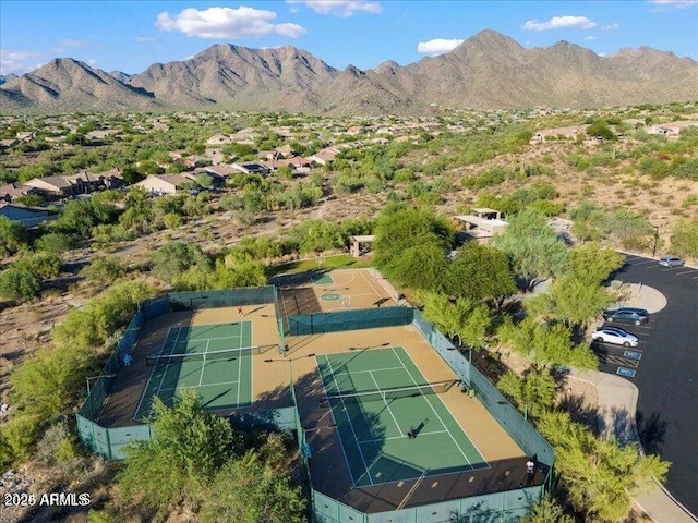 bird's eye view with a mountain view