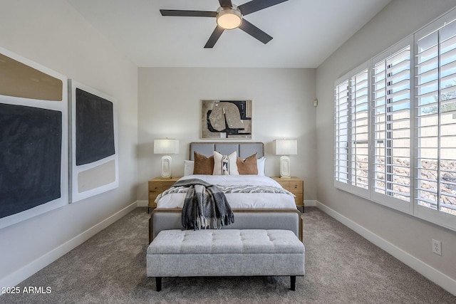 bedroom with carpet floors and ceiling fan