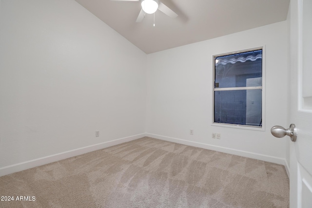 2203 E Crest Ln, Phoenix, AZ 85024 - unfurnished room featuring carpet, lofted ceiling, and a ceiling fan