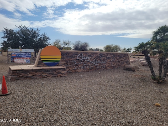 view of community sign