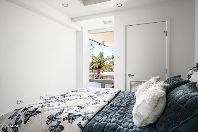 bedroom featuring recessed lighting and visible vents