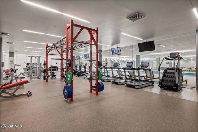 workout area featuring visible vents